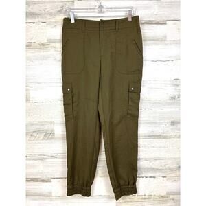 Elevenses Womens 6 Green Lightweight Elastic-Waist Cuff Cargo Jogger Casual Pant